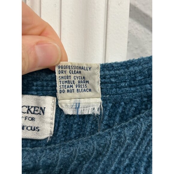 Barry Bricken Neiman Marcus Acrylic Blue Ribbed Knit Sweater Sz XL - Picture 7 of 8